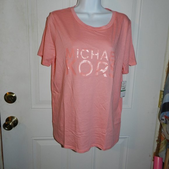 Kors Michael Kors Logo Solid Comfort Tee Coral Women's Sizes Varys S-XL NWT!🆕💥 - Picture 1 of 12